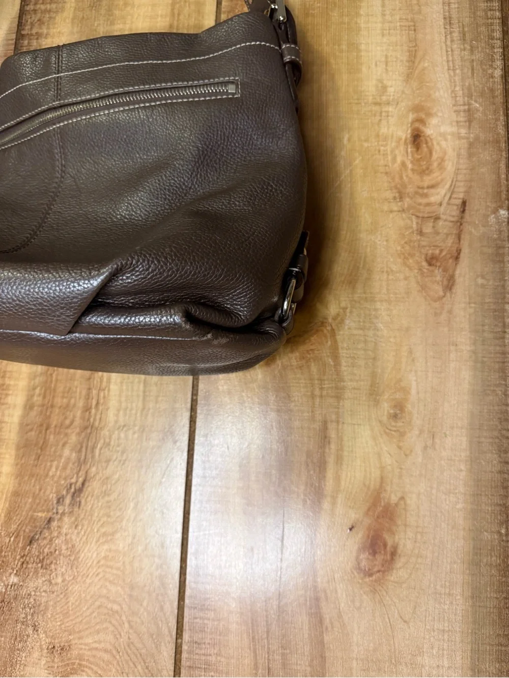 Coach Brown Pebbled Leather Hobo Style Shoulder Bag F15064